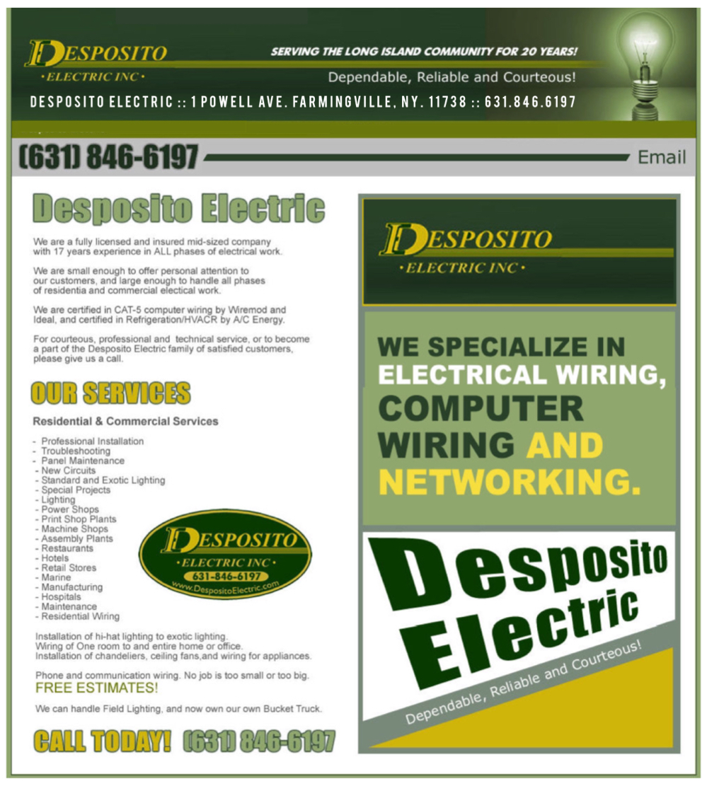 Despositio Electric - 631-846-6197 - Electrical Services - Farmingville, New York.